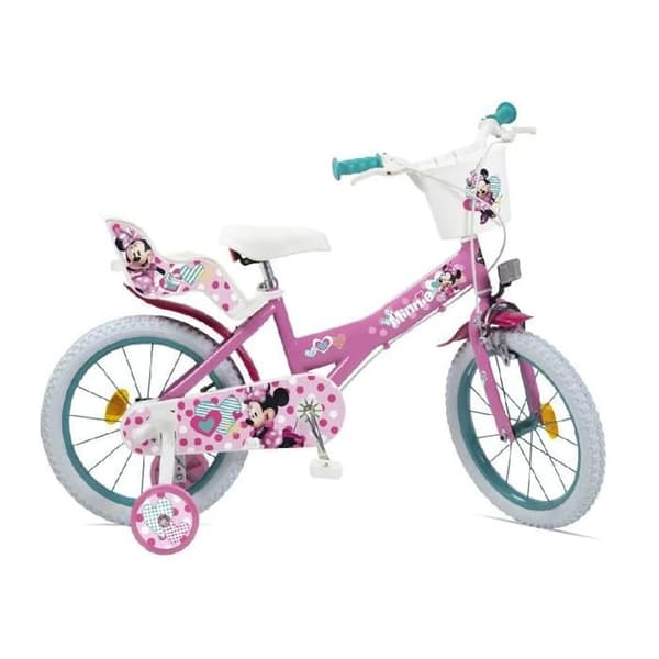 Barncykel - Disney - Minnie - 14 Tum - Rosa - Justerbart Säte och Styre