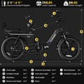 Miniatyrbild 10 av 11: TESWAY X5 hopfällbar elcykel 750W motor, 130 km räckvidd, 25AH batteri, 20*4,0 tums fatdäck, SHIMANO 7-växlad - Svart