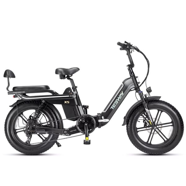 TESWAY X5 hopfällbar elcykel 750W motor, 130 km räckvidd, 25AH batteri, 20*4,0 tums fatdäck, SHIMANO 7-växlad - Svart