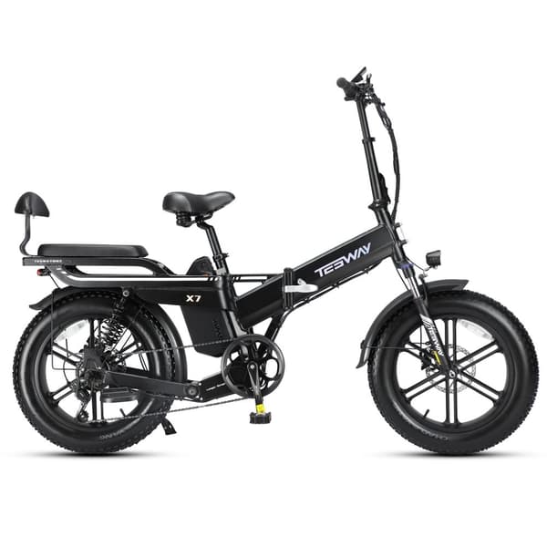 TESWAY X7 Hopfällbar Elcykel 25AH Batteri, 130km Räckvidd, 750W Motor, 20*4.0 Tums Fat Tire, SHIMANO 7-Växel - Svart