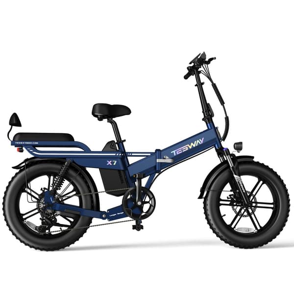 TESWAY X7 Hopfällbar Elcykel 750W Motor, 30AH Batteri, 130km Räckvidd, 20*4.0 Tums Fat Tire, SHIMANO 7-Växel - Blå