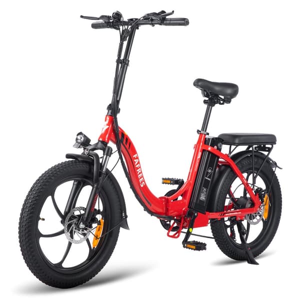 Fafrees F20 Hopfällbar Elcykel 250W Motor, 16AH Batteri, 130km Räckvidd, 20*3.0 Tums Fat Tire, SHIMANO 7-Växel - Röd
