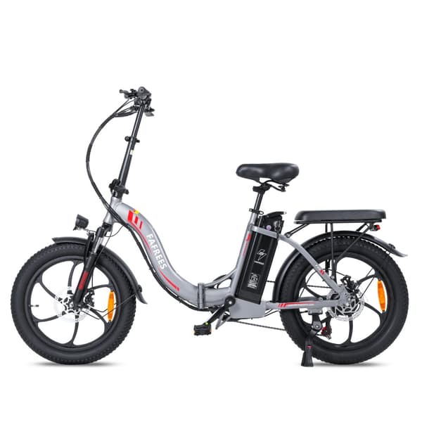 Fafrees F20 Hopfällbar Elcykel 16AH Batteri, 250W Motor, 130km Räckvidd, 20*3.0 Tums Fat Tire, SHIMANO 7-Växel - Grå