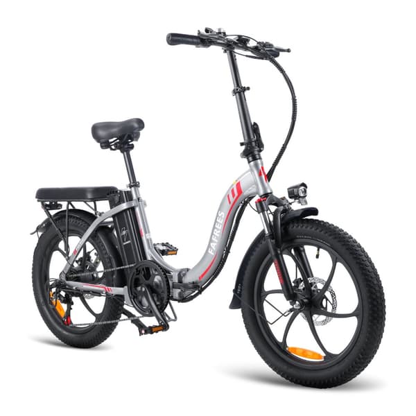 Fafrees F20 Hopfällbar Elcykel 16AH Batteri, 250W Motor, 130km Räckvidd, 20*3.0 Tums Fat Tire, SHIMANO 7-Växel - Grå