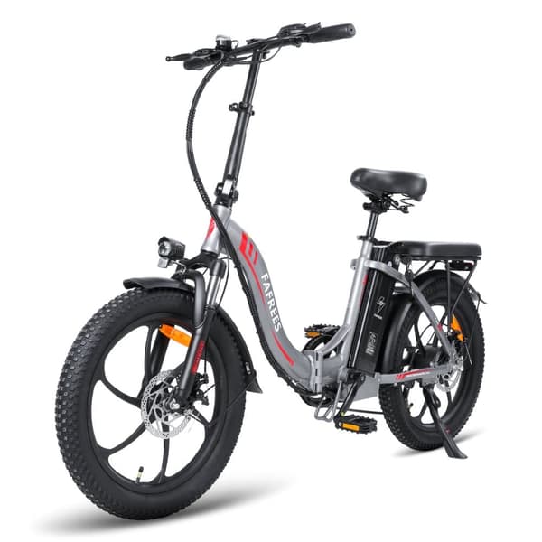 Fafrees F20 Hopfällbar Elcykel 16AH Batteri, 130km Räckvidd, 250W Motor, 20*3.0 Tums Fat Tire, SHIMANO 7-Växel - Grå