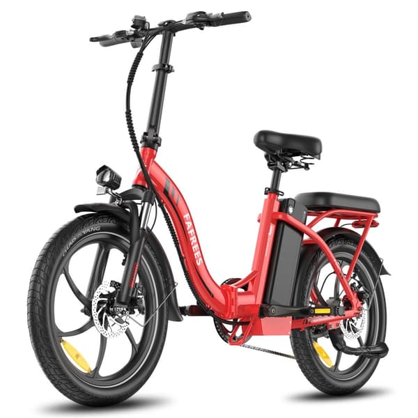 Fafrees F20+ Hopfällbar Elcykel 250W Motor, 20AH Batteri, 90km Räckvidd, 20*3.0 Tums Fat Tire, SHIMANO 7-Växel - Röd