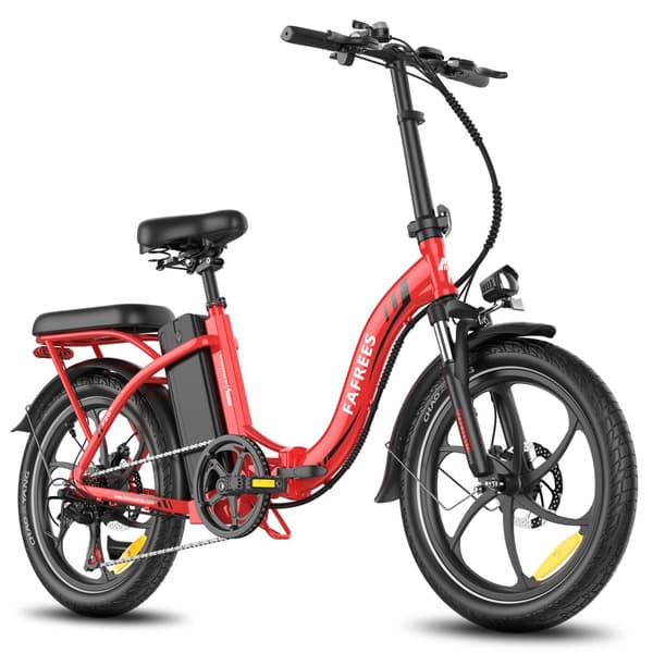 Fafrees F20+ Hopfällbar Elcykel 20AH Batteri, 90km Räckvidd, 250W Motor, 20*3.0 Tums Fat Tire, SHIMANO 7-Växel - Röd