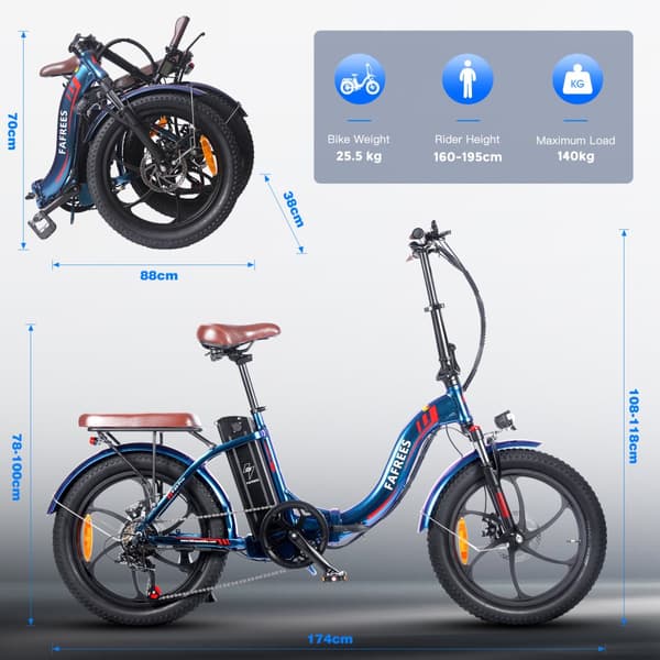 Fafrees F20 Pro hopfällbar elcykel 250W motor, 18AH batteri, 150km räckvidd, 20*3.0 tums fatdäck, SHIMANO 7-växlad -Grå pistol