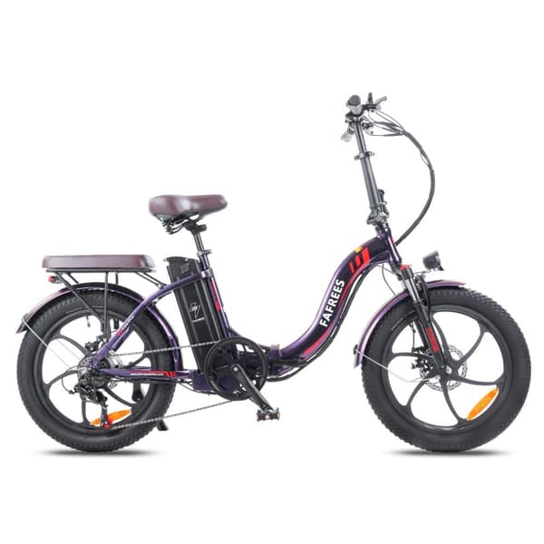 Fafrees F20 Pro hopfällbar elcykel 250W motor, 18AH batteri, 150km räckvidd, 20*3.0 tums fatdäck, SHIMANO 7-växlad -Rosa-lila