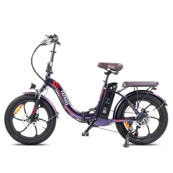 Fafrees F20 Pro hopfällbar elcykel 18AH batteri, 250W motor, 150km räckvidd, 20*3.0 tums fatdäck, SHIMANO 7-växlad -Rosa-lila