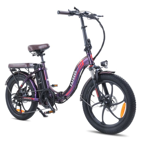 Fafrees F20 Pro hopfällbar elcykel 18AH batteri, 250W motor, 150km räckvidd, 20*3.0 tums fatdäck, SHIMANO 7-växlad -Rosa-lila