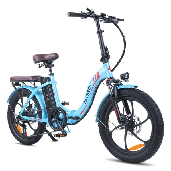 Fafrees F20 Pro hopfällbar elcykel 250W motor, 18AH batteri, 150km räckvidd, 20*3.0 tums fatdäck, SHIMANO 7-växlad - Lake Blue