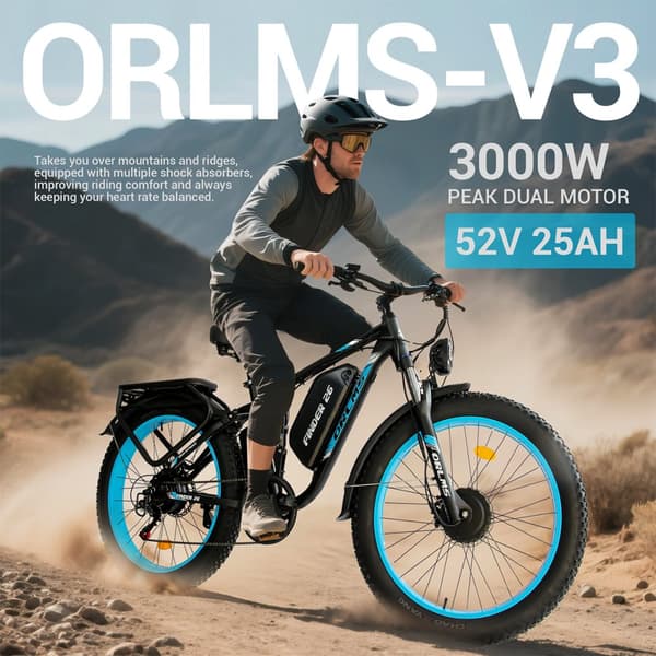 Sähköpyörä ORLMS V3, Daul-moottori 52V 2000W, akku 52V 25AH