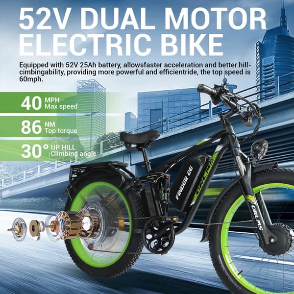 Sähköpyörä ORLMS V3, Daul-moottori 52V 2000W, akku 52V 25AH