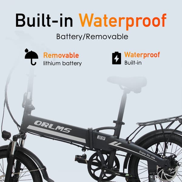 Hopfällbar elcykel ORLMS S9, 500W motor, 48V 13Ah batteri, 20" pendlarelcykel