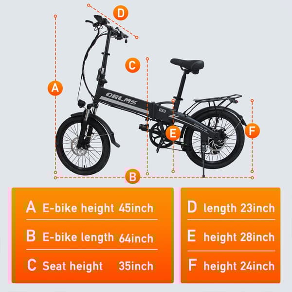 Hopfällbar elcykel ORLMS S9, 500W motor, 48V 13Ah batteri, 20" pendlarelcykel