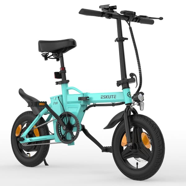 Minikokoinen taittuva sähköpyörä ESKUTE F100, 14", 250 W moottori, 36 V 9 Ah akku, tytöille