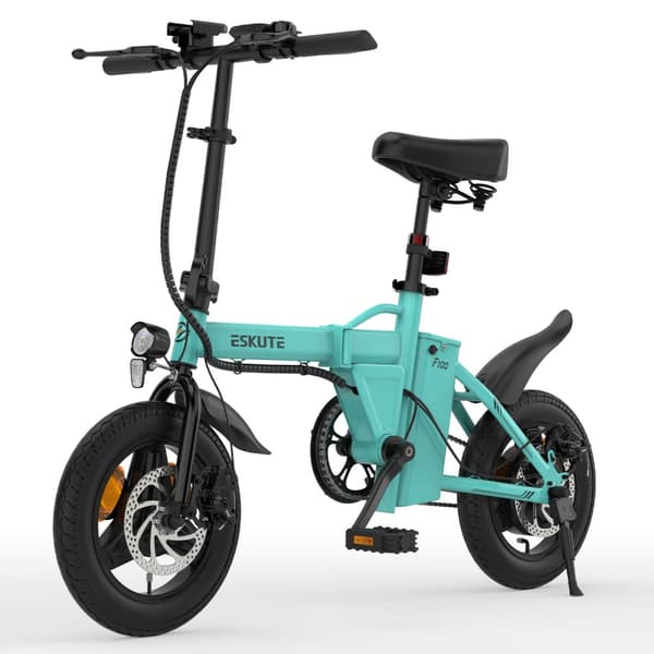 Minikokoinen taittuva sähköpyörä ESKUTE F100, 14", 250 W moottori, 36 V 9 Ah akku, tytöille