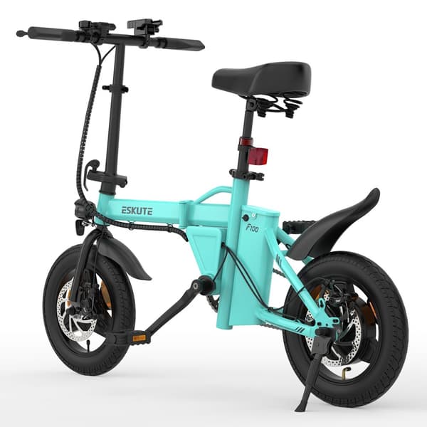 Minikokoinen taittuva sähköpyörä ESKUTE F100, 14", 250 W moottori, 36 V 9 Ah akku, tytöille