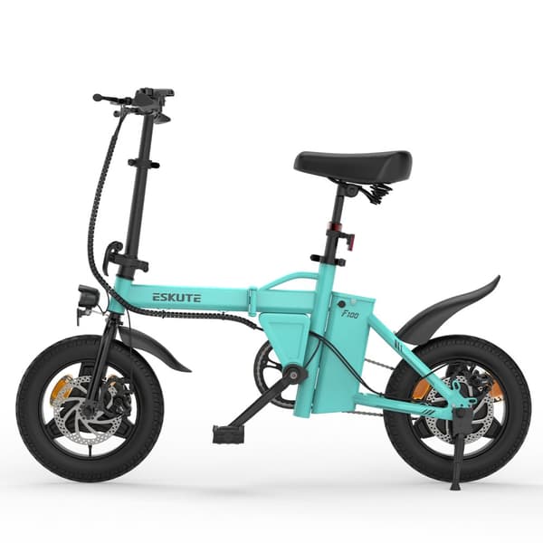 Minikokoinen taittuva sähköpyörä ESKUTE F100, 14", 250 W moottori, 36 V 9 Ah akku, tytöille