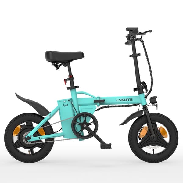 Minikokoinen taittuva sähköpyörä ESKUTE F100, 14", 250 W moottori, 36 V 9 Ah akku, tytöille