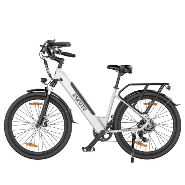 El-bycykel ESKUTE Polluno Plus, 26", momentsensor, 250W 36V 20Ah Hvid