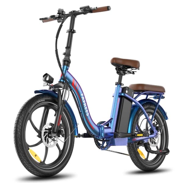 Fafrees F20+ Pro hopfällbar elcykel 22,5AH batteri, 250W motor, 100 km räckvidd, 20*3,0 tums fatdäck, SHIMANO 7-växlad -blå