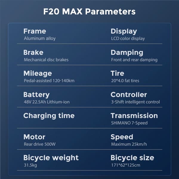Fafrees F20 Max hopfällbar elcykel 500W motor, 22,5AH batteri, 160 km räckvidd, 20*4,0 tums fatdäck, SHIMANO 7-växlad -vit