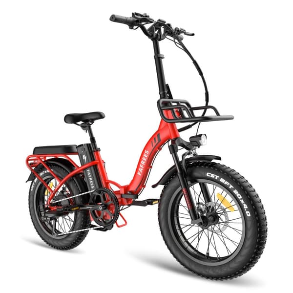 Fafrees F20 Max hopfällbar elcykel 22,5AH batteri, 500W motor, 160 km räckvidd, 20*4,0 tums fatdäck, SHIMANO 7-växlad -röd