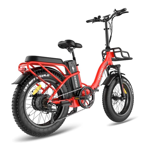 Fafrees F20 Max hopfällbar elcykel 22,5AH batteri, 160 km räckvidd, 500W motor, 20*4,0 tums fatdäck, SHIMANO 7-växlad -röd