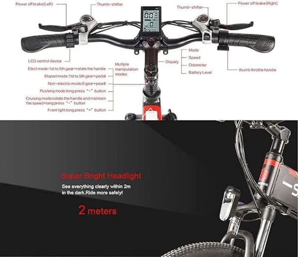 SAMEBIKE Elcykel E-Bike hopfällbar cykel 26 tum 48 V 10 Ah löstagbart batteri Maximal räckvidd Upp till 50-100 km 21 hastigheter