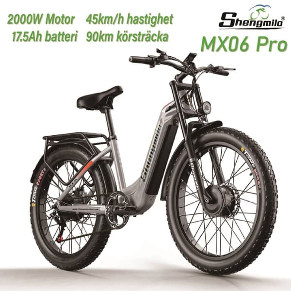 Shengmilo MX06 Pro 2*1000W moottori 48V 17.5AH akku 45KM/H nopeus 90KM kantama 26*3.0 tuuman rasvarengas sähköpyörä