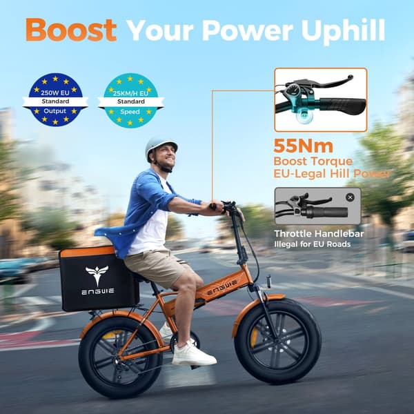 ENGWE EP-2 Boost Hopfällbar Elcykel, 20''* 4'' Terrängdäck, 48V13Ah Löstagbart Batteri, Räckvidd Upp till 120 km