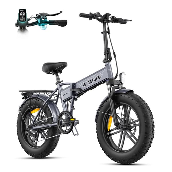 ENGWE EP-2 Boost taitettava sähköpyörä, 20 ''* 4 '' maastorenkaat, 48V13Ah irrotettava akku, kantama jopa 120 km Harmaa