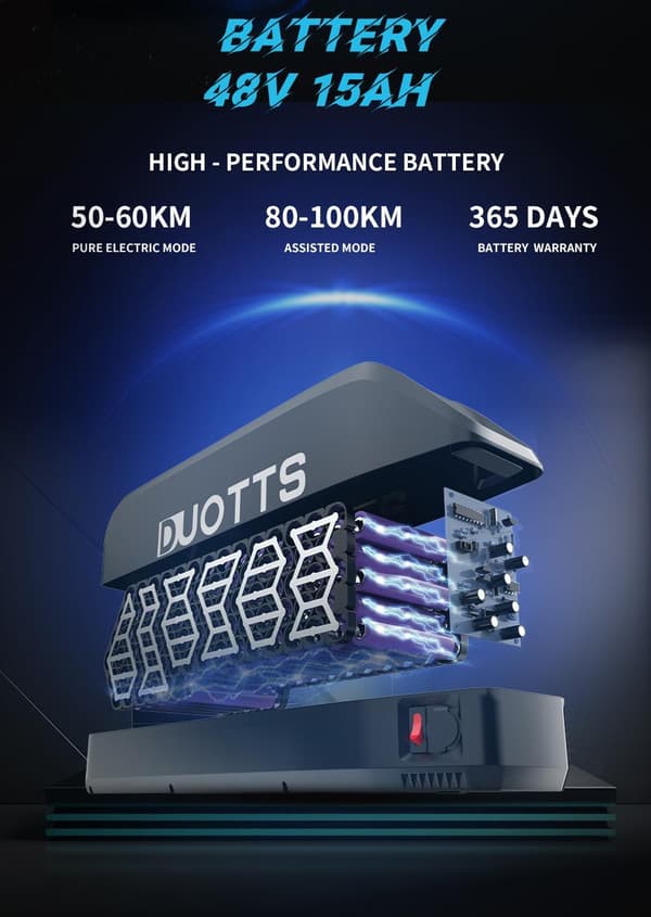 DUOTTS C29 aikuisten off-road sähköpyörä, 750W moottori, 15AH akku, 21 nopeutta, Bluetooth-yhteyssovellus, yksi- ja kaksiakkuvaihtoehtoja.