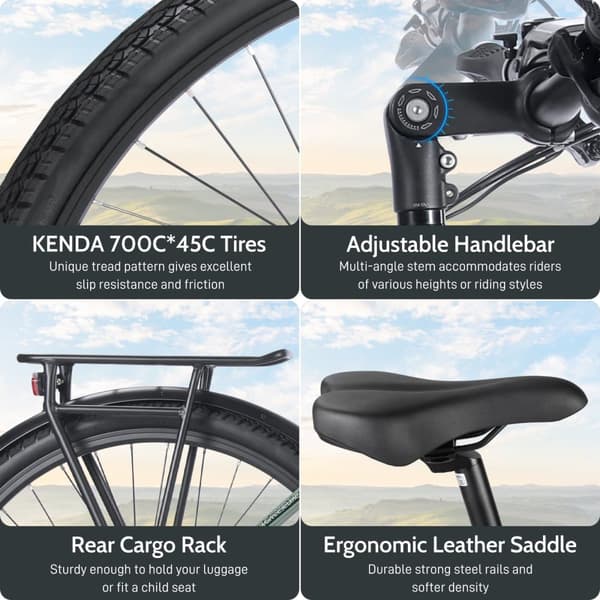 Fafrees FM9 elcykel 250W motor, 15AH batteri, 120 km räckvidd, 700C × 45C däck, SHIMANO 7 växlar -Grå pistol