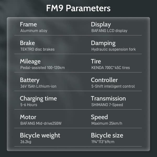 Fafrees FM9 elcykel 250W motor, 15AH batteri, 120 km räckvidd, 700C × 45C däck, SHIMANO 7 växlar -Grå pistol