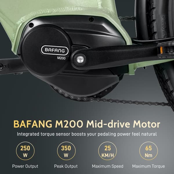 Fafrees FM9 elcykel 15AH batteri, 120 km räckvidd, 250W motor, 700C × 45C däck, SHIMANO 7 växlar -Mörkgrön