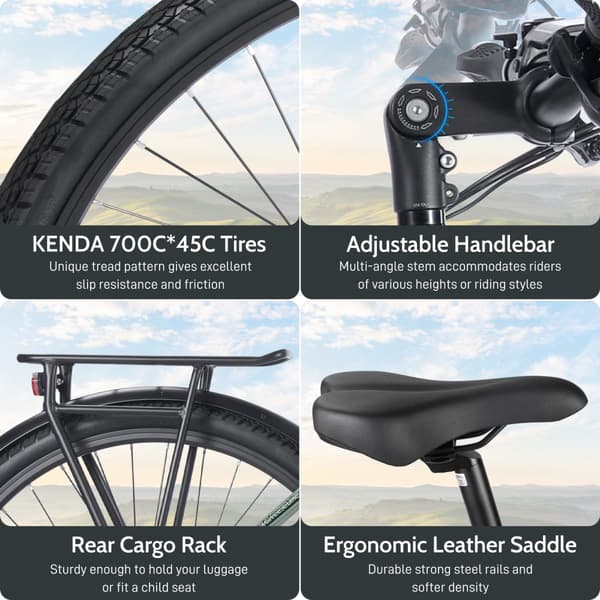 Fafrees FM9 elcykel 15AH batteri, 120 km räckvidd, 250W motor, 700C × 45C däck, SHIMANO 7 växlar -Mörkgrön