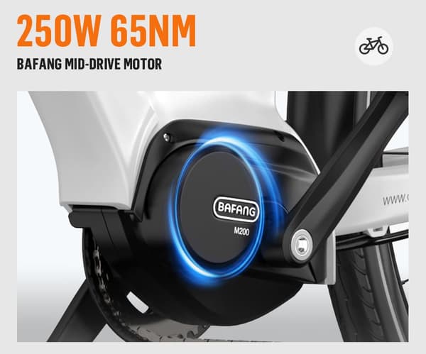 OneSport OT07 kaupunkisähköpyörä, 250W keskelle asennettu Bafang-moottori, 10.4AH akku, 25KM/H, ilman kaasua.