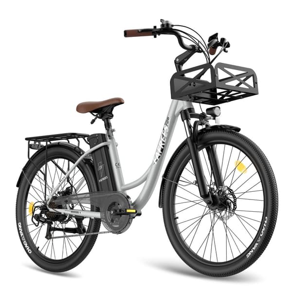 FAFREES F26 Lasting elcykel 250W motor, 20,3AH batteri, 200 km räckvidd, 26*1,95 tums däck, SHIMANO 7-växlad -grå