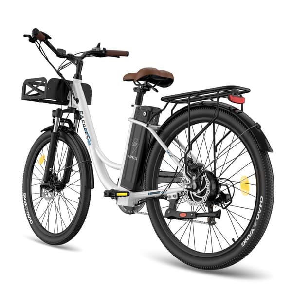 FAFREES F26 Lasting elcykel 250W motor, 20,3AH batteri, 200 km räckvidd, 26*1,95 tums däck, SHIMANO 7-växlad -vit