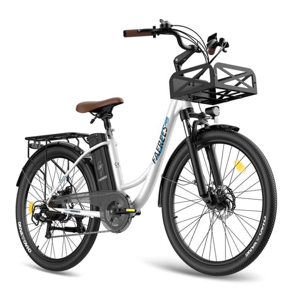 FAFREES F26 Lasting elcykel 250W motor, 20,3AH batteri, 200 km räckvidd, 26*1,95 tums däck, SHIMANO 7-växlad -vit