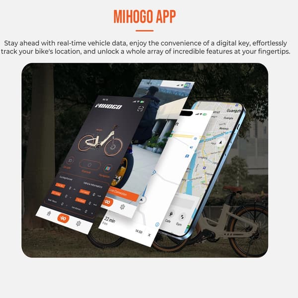 MIHOGO Air 26'' sähköinen kaupunkipyörä, 750 W moottori, 19,2 Ah akku, kaksivartiset vääntömomenttianturit, lukitsematon nopeusrajoitus