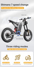 Miniatyrbillede 6 af 11: EKX X21 Voksne Elektrisk Cykel 2000W 48V35AH 55km / t Samsung Batteri Sne Elektriske Motorcykler 20 "* 4.0 Off Road Dæk Mountain Ebike