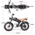 Miniatyrbild 5 av 10: Emoko C93 elcykel i mopedstil, 1000W motor, 20AHEmoko C93 elcykel i mopedstil, 1000W motor, 20AH batter batteri, 20''*4.0 däck, 50KM/H, 7 hastigheter.