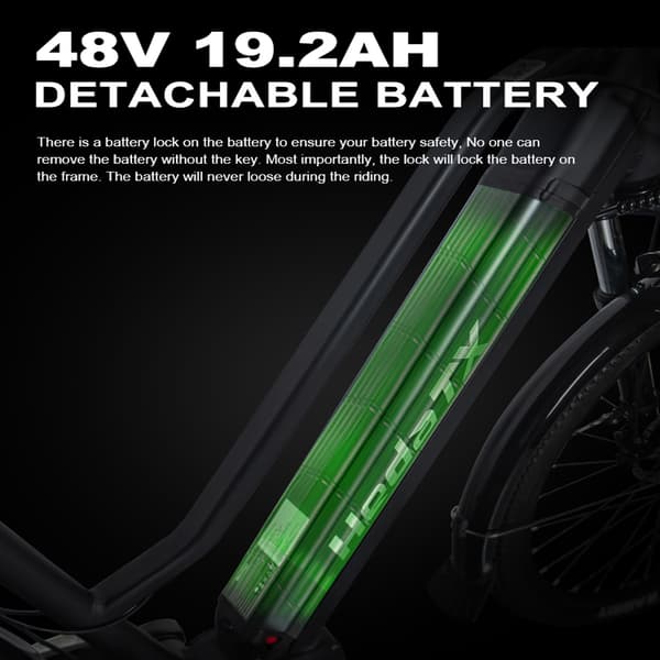 Hedatx TX10/TXC10 27,5'' elcykel, 500W motor, 19,2AH batteri, 9 hastigheter, hydrauliska bromsar