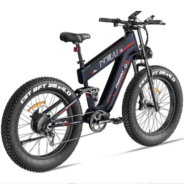 Freesky M520 26'' vuxen elcykel, 1200W motor, 41AH batteri, maxhastighet upp till 60KM/H, 7 hastigheter, full fjädring, hydraulisk broms
