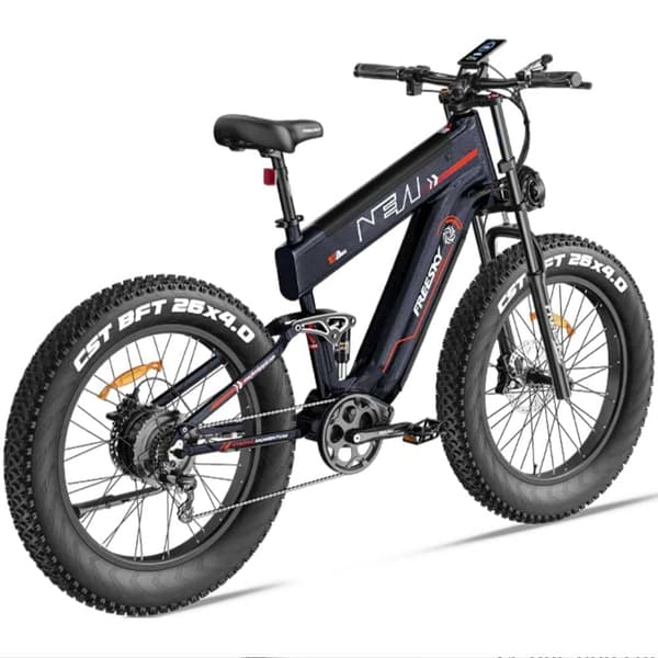 Freesky M520 26'' vuxen elcykel, 1200W motor, 41AH batteri, maxhastighet upp till 60KM/H, 7 hastigheter, full fjädring, hydraulisk broms