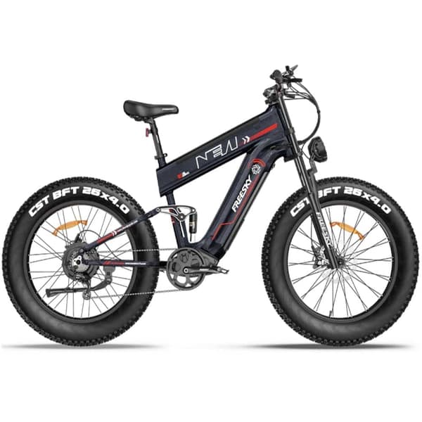 Freesky M520 26'' vuxen elcykel, 1200W motor, 41AH batteri, maxhastighet upp till 60KM/H, 7 hastigheter, full fjädring, hydraulisk broms